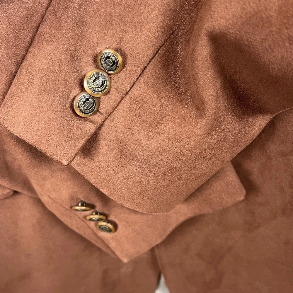 Brandini Men Brown Faux Suede Microfiber‎ Blazer Sport Coat 42L Made in Canada